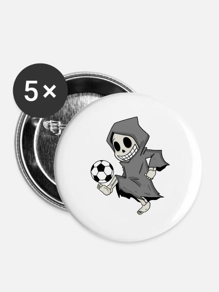 Sensenmann spielt Fußball - Buttons groß 56 mm (5er Pack) - Weiß