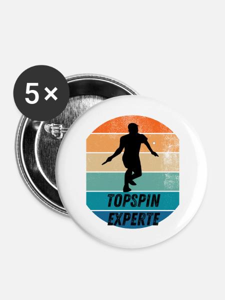 Topspinexperte - Buttons groß 56 mm (5er Pack) - Weiß