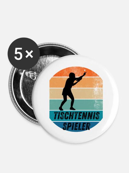 Tischtennisspieler - Buttons groß 56 mm (5er Pack) - Weiß