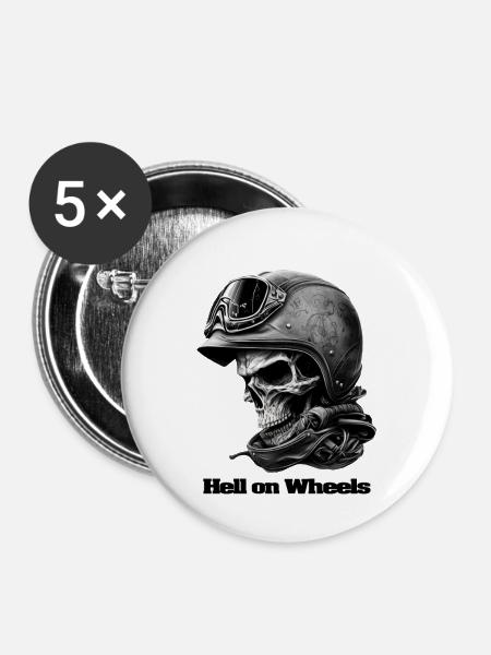 Hölle auf Rädern - Buttons groß 56 mm (5er Pack) - Weiß