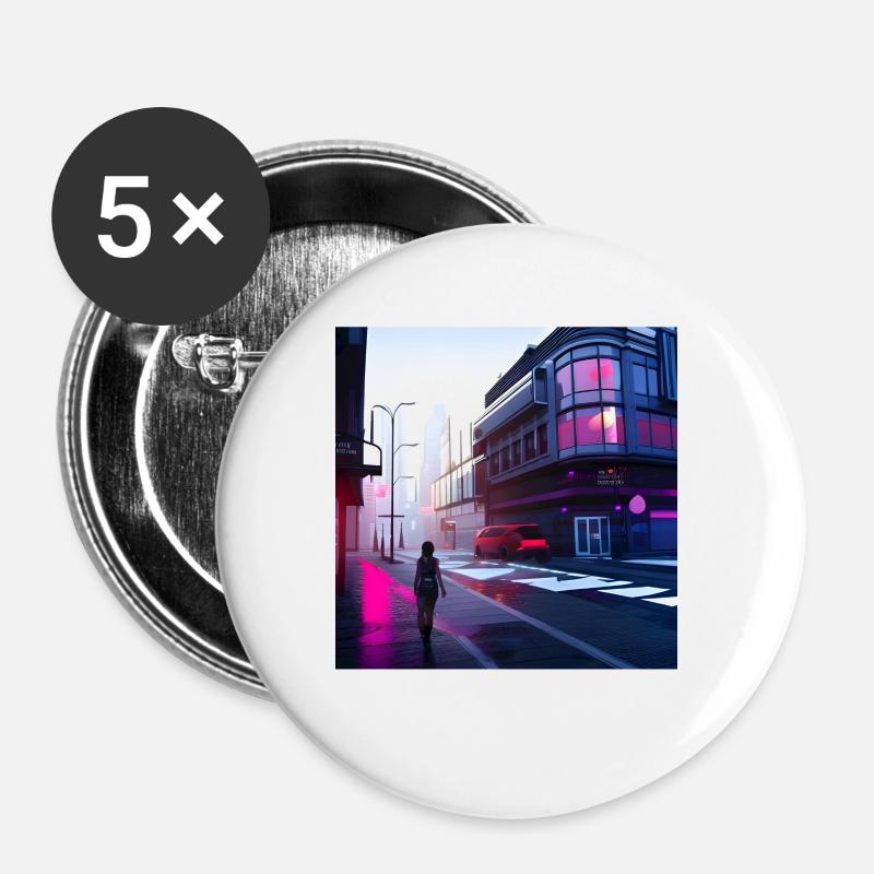 CyberCity - Buttons large 2.2''/56 mm (5-pack) - white