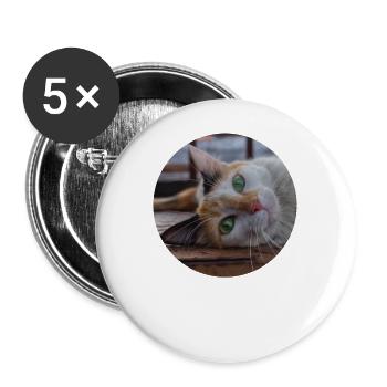 The cat with the sweet look - Buttons large 2.2''/56 mm (5-pack) - white - Front