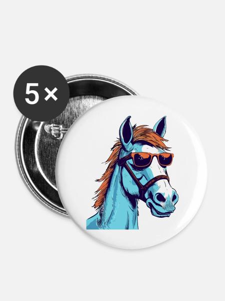 Talo das Pferd - Buttons groß 56 mm (5er Pack) - Weiß