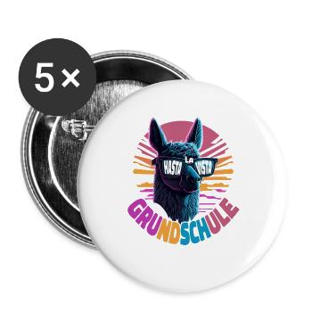 Lama Alpaka Hasta La Vista Einschulung 5.Klasse - Buttons groß 56 mm (5er Pack) - Weiß - Vorne