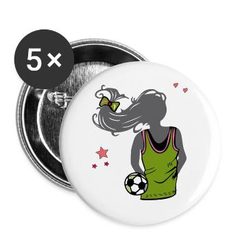 Women's Football, Football, Girl - Buttons large 2.2''/56 mm (5-pack) - white - Front