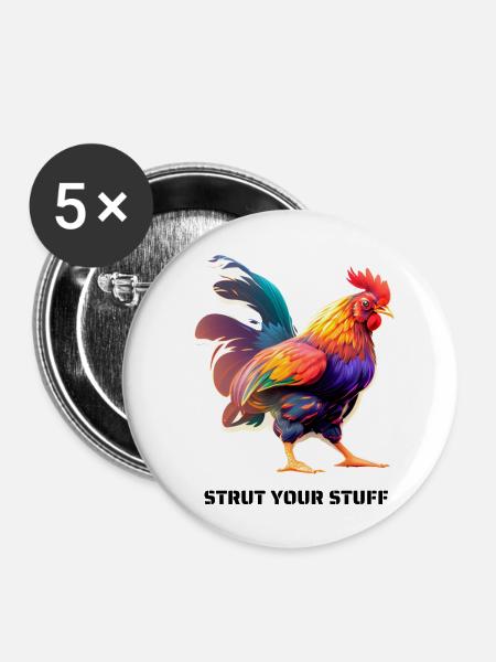 STRUT YOUR STUFF - Buttons groß 56 mm (5er Pack) - Weiß
