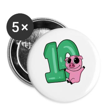 10 birthday 10 years old with animal motif - ten - Buttons large 2.2''/56 mm (5-pack) - white - Front