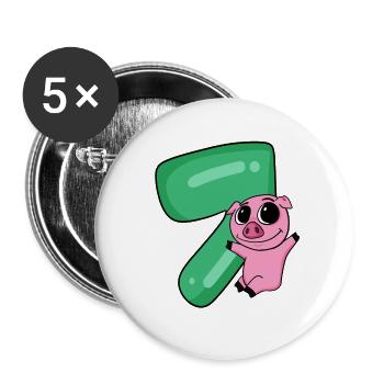 7 birthday 7 years old with animal motif - seven - Buttons large 2.2''/56 mm (5-pack) - white - Front