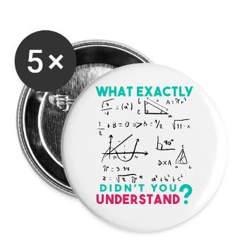 Blague sur les formules mathématiques, dictons de physique amusants - Lot de 5 grands badges (56 mm) - blanc - Devant