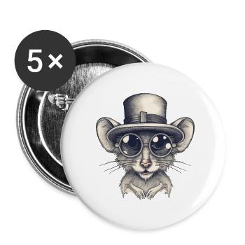 Maus - Buttons groß 56 mm (5er Pack) - Weiß - Vorne