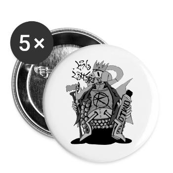 Skelett King Street Graffiti - Buttons groß 56 mm (5er Pack) - Weiß - Vorne