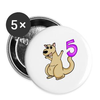 5 Birthday 5 Year Old with Animal Motif - Five - Buttons large 2.2''/56 mm (5-pack) - white - Front