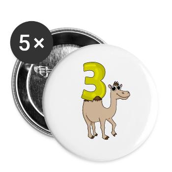 3 birthday 3 years old with animal motif - three - Buttons large 2.2''/56 mm (5-pack) - white - Front