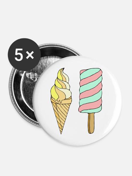 Eis - Buttons groß 56 mm (5er Pack) - Weiß