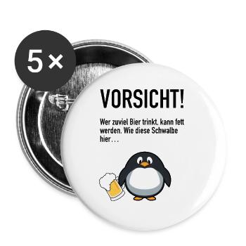 Bier trinken Lustig Spruch - Buttons groß 56 mm (5er Pack) - Weiß - Vorne