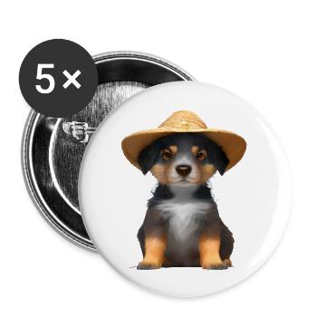 Australian Shepherd Dog Owner Puppy - Buttons large 2.2''/56 mm (5-pack) - white - Front