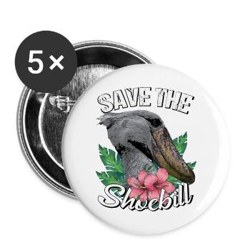 Schuhschnabel Save the shoebill - Buttons large 2.2''/56 mm (5-pack) - white - Front