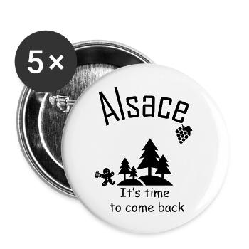 Alsace it's time to come back #tshirtalsace - Buttons large 2.2''/56 mm (5-pack) - white - Front