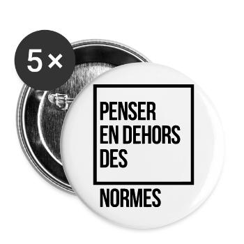 PENSER EN DEHORS DES NORMES - Lot de 5 grands badges (56 mm) - blanc - Devant