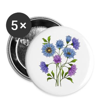 Fleur - Lot de 5 grands badges (56 mm) - blanc - Devant