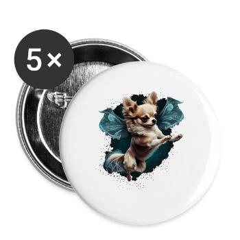 Chihuahua | Ballerina | Ballett | Tanz | Mädchen - Buttons groß 56 mm (5er Pack) - Weiß - Vorne