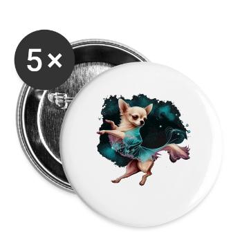 Chihuahua | Ballerina | Ballet | Dance | Dancing | - Buttons large 2.2''/56 mm (5-pack) - white - Front