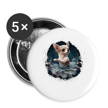 Chihuahua | Ballerina | Ballet | Dance | Dancing | - Buttons large 2.2''/56 mm (5-pack) - white - Front