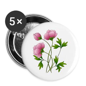 Fleur - Lot de 5 grands badges (56 mm) - blanc - Devant