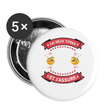 Deux Titres Papa Et Apiculteur Cadeau Humour - Lot de 5 grands badges (56 mm) - blanc - Devant