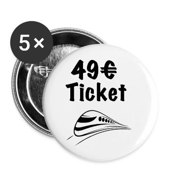 49 ticket bzw Deutschlandticket - Buttons groß 56 mm (5er Pack) - Weiß - Vorne