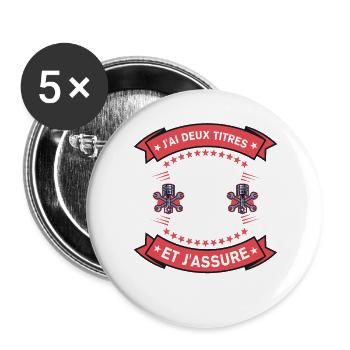 Deux Titres Papa Et Mécano Cadeau Humour - Lot de 5 grands badges (56 mm) - blanc - Devant