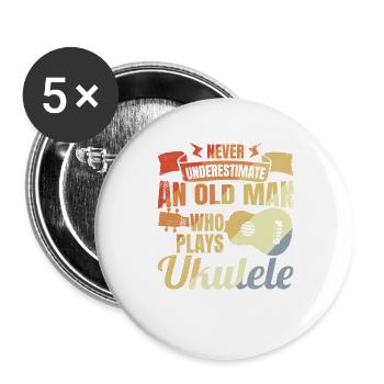 Ukulele Großvater - Buttons groß 56 mm (5er Pack) - Weiß - Vorne