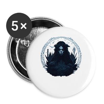Skull Goth Girl - Lot de 5 grands badges (56 mm) - blanc - Devant