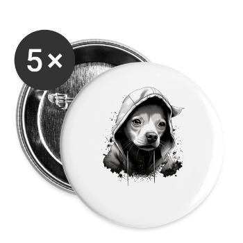 Chihuahua |Cool Dog | Rap | Hip-Hop | Gangster | - Buttons large 2.2''/56 mm (5-pack) - white - Front