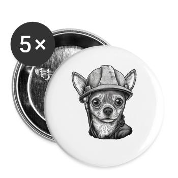 Chihuahua | Construction Worker | Construction | - Buttons large 2.2''/56 mm (5-pack) - white - Front