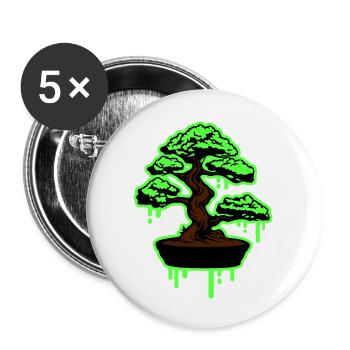 Baum Bonsai Symbol - Buttons groß 56 mm (5er Pack) - Weiß - Vorne