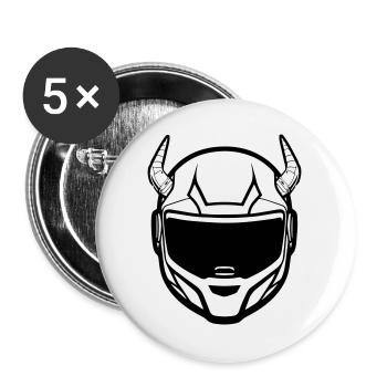 Motocross Motorradhelm mit zwei Hörnern - Buttons groß 56 mm (5er Pack) - Weiß - Vorne