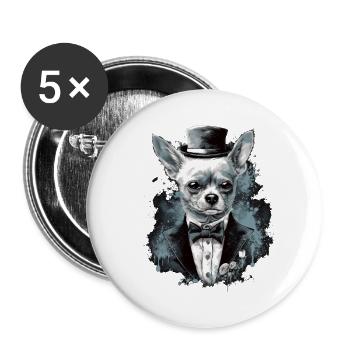 Chihuahua - Frankreich Rotwein Französischer - Buttons groß 56 mm (5er Pack) - Weiß - Vorne