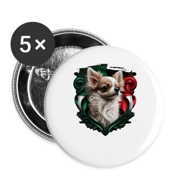 Chihuahua - Italien Flagge Italienisch Lustig Hund - Buttons groß 56 mm (5er Pack) - Weiß - Vorne