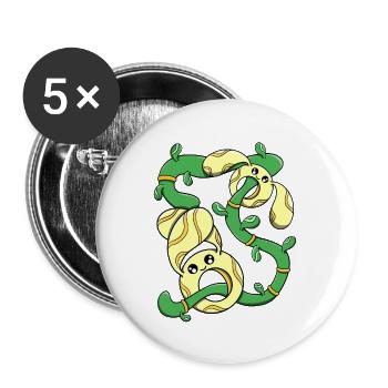 Naturgeister, grüne Knubbelringe, Creative Art - Buttons groß 56 mm (5er Pack) - Weiß - Vorne