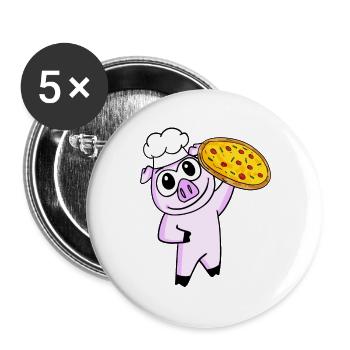 pizza maker pizza chef porc italie - Lot de 5 grands badges (56 mm) - blanc - Devant