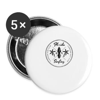 Retro Florida Beach Surfing Fan Urlaub Souvenir - Buttons groß 56 mm (5er Pack) - Weiß - Vorne