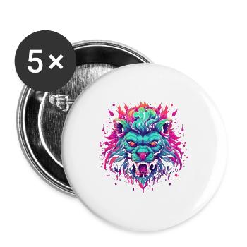 King Leon - Buttons groß 56 mm (5er Pack) - Weiß - Vorne