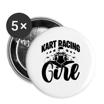 Kart Racing Girl Racetrack Motorsport Kart Racer - Lot de 5 grands badges (56 mm) - blanc - Devant
