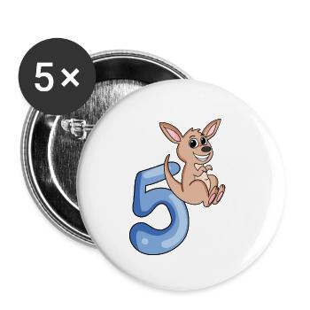 5th birthday motif kangaroo - five years - Buttons large 2.2''/56 mm (5-pack) - white - Front