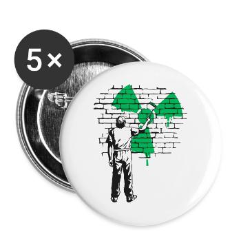 Atomkraft Ja bitte, Ja zu Atomenergie - Buttons groß 56 mm (5er Pack) - Weiß - Vorne