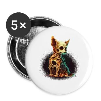 Chihuahua Costume d'Halloween - Citrouille - Lot de 5 grands badges (56 mm) - blanc - Devant