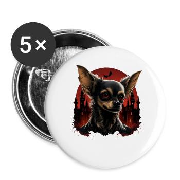 Chihuahua Costume d'Halloween - Citrouille - Lot de 5 grands badges (56 mm) - blanc - Devant