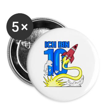 10 Geburtstag Junge Astronaut Rakete - zehn Jahre - Buttons groß 56 mm (5er Pack) - Weiß - Vorne