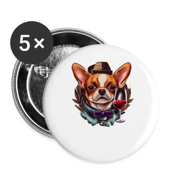 Chihuahua - Frankreich Französische Flagge - Buttons groß 56 mm (5er Pack) - Weiß - Vorne